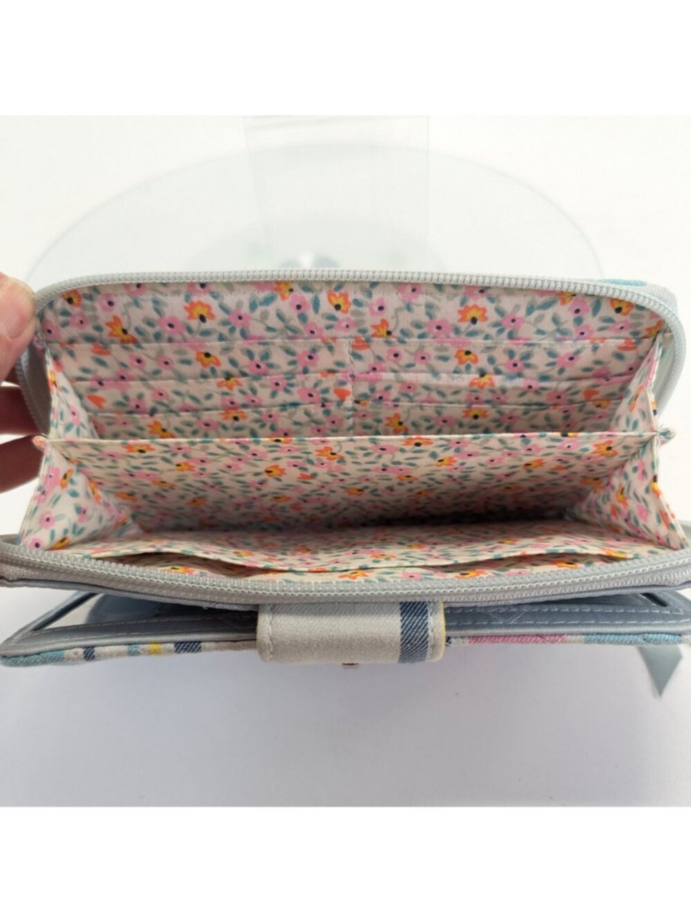 Vera Bradley Quilted TurnLock Wallet - Perfectly Plaid with Floral Interior - Picture 5 of 5